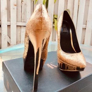 Spray paint Gold Sequin Sexy Platform Heel Pumps
